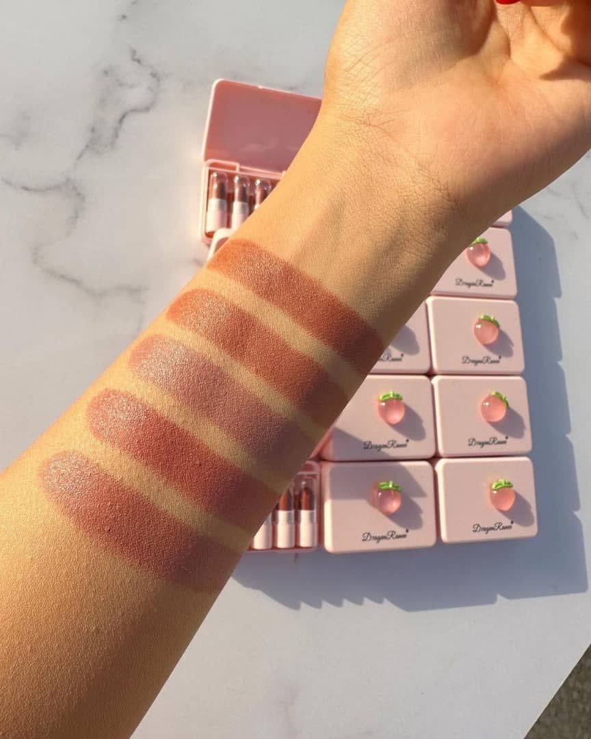 5 Pcs Dragon Ranee Peach Mini Lipstick Set