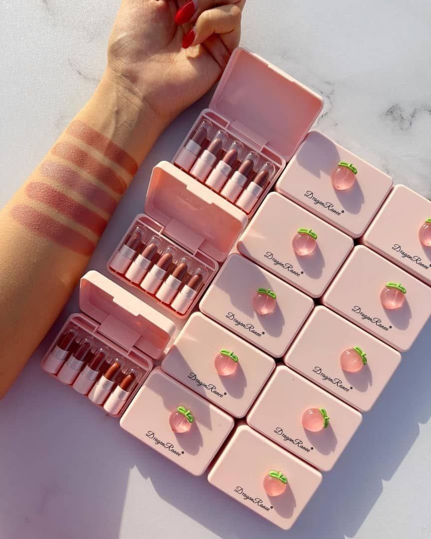 5 Pcs Dragon Ranee Peach Mini Lipstick Set