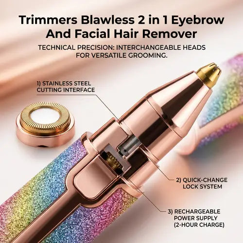 2-in-1 Eyebrow & Facial Hair Remover Trimmer – Rechargeable Electric Beauty Tool