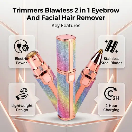 2-in-1 Eyebrow & Facial Hair Remover Trimmer – Rechargeable Electric Beauty Tool