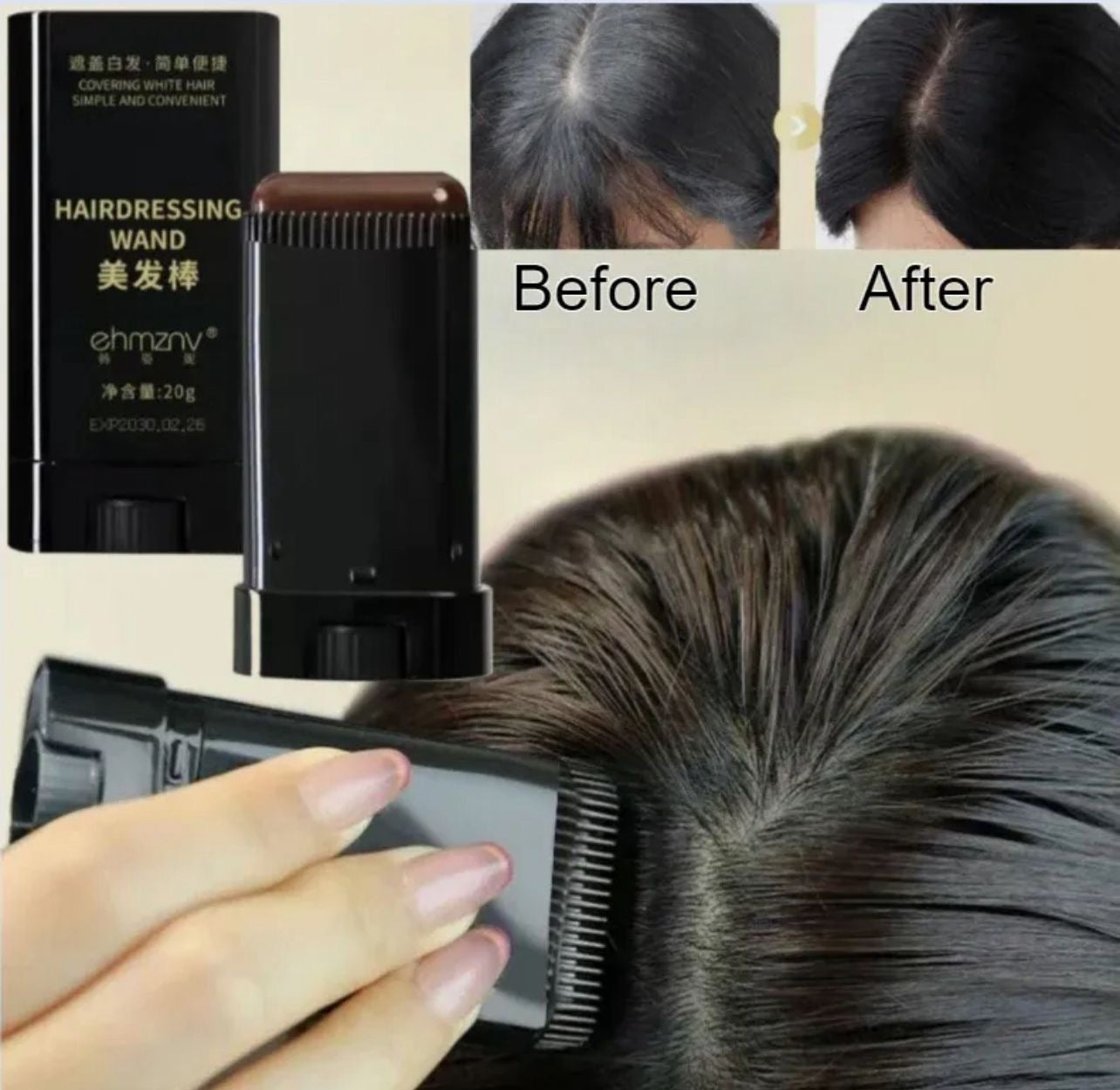 Instant Root Touch-Up Hair Dye Wand – Black | Easy Hair Color Cover