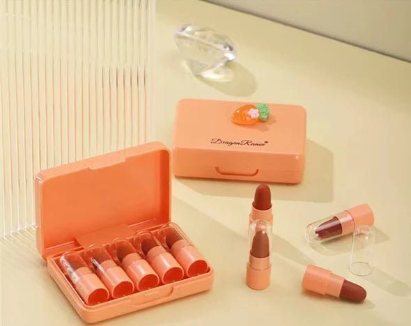 5 Pcs Dragon Ranee Carrot Mini Lipstick Set