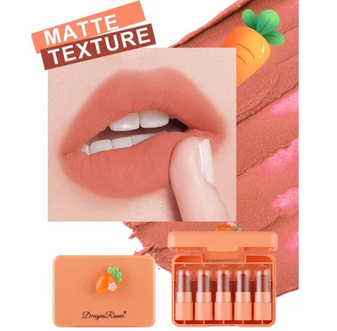 5 Pcs Dragon Ranee Carrot Mini Lipstick Set